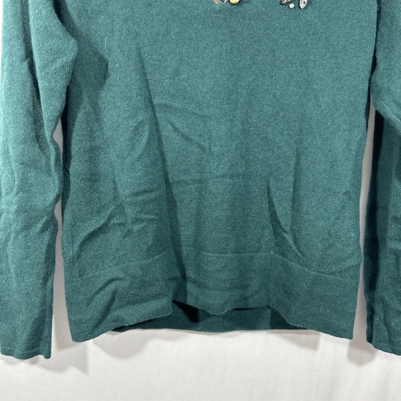 NWT‎ CHARTER CLUB [ Small ] 100% Cashmere Embellished Two-Way Sweater Green - Picture 10 of 15